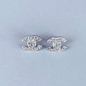 Chanel CC Small Rhinestone Stud Earrings